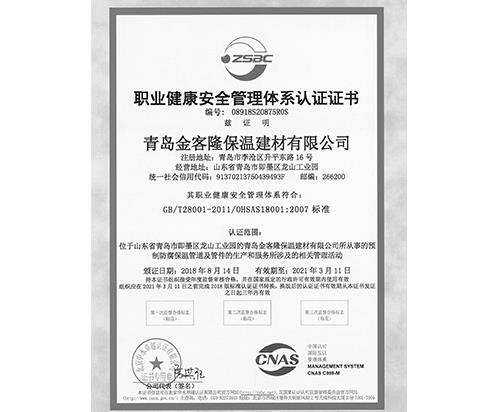 職業(yè)健康安全管理體系認(rèn)證證書(shū)
